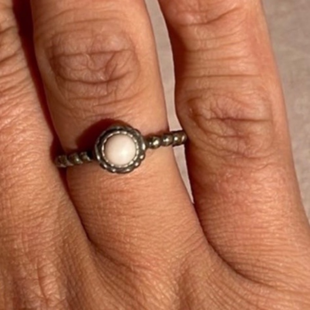 Pandora Sterling Silver October Birthday Bloom Ring.